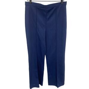 VTG 70’s Montgomery Ward Sz 14 Line Pattern Slacks Navy Blue Wide Leg Polyester